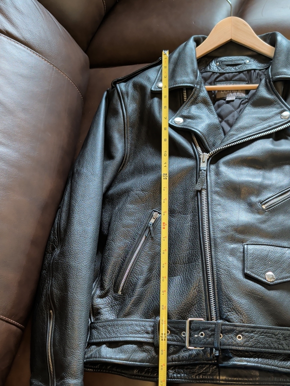 Men's Wilson’s Black Leather Motorcycle Jacket Size Large - Picture 12 of 16